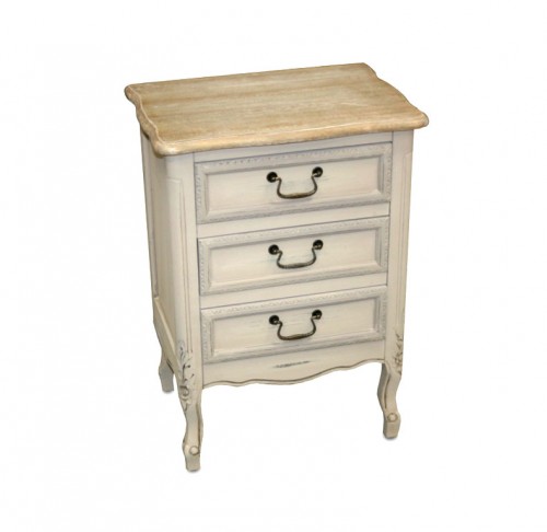 White wood bedside table