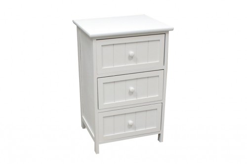 White vertical chest of drawers w/ braces - 3 drawers