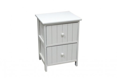 White vertical chest of drawers w/ braces - 2 drawers