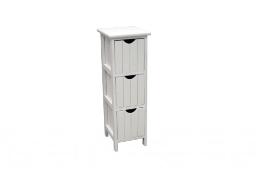 Narrow white vertical chest of drawers - 3 drawers