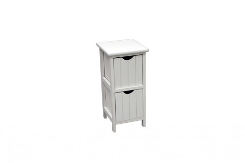 Narrow white vertical chest of drawers - 2 drawers