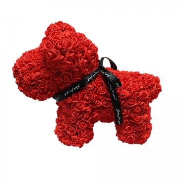 Dog deco flowers red