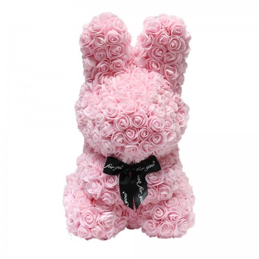 Conejo rosa deco floral