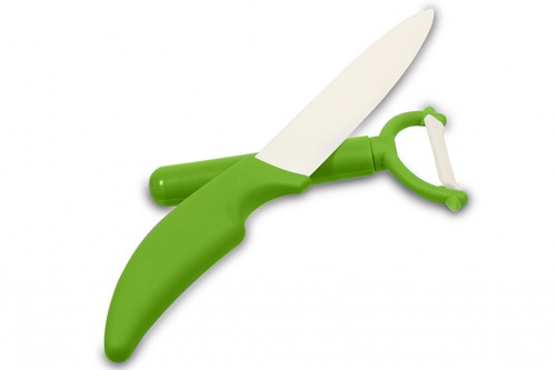 Grünes Messer- und Schälerset