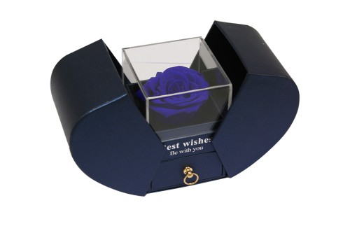 Boîte à bijoux surprise boîte rose stabilisée bleue