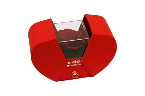 Preserved red rose box surprise jewelry box