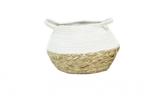Folding basket with white fabric