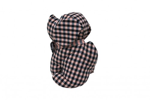fabric doggy door holder sitting with bow