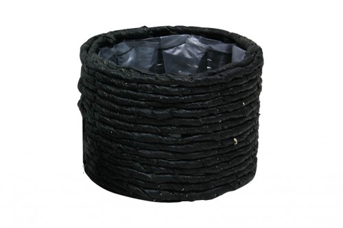 Grass planter with black corn rope