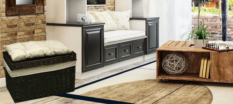 Decoración rústica con baúles de mimbre