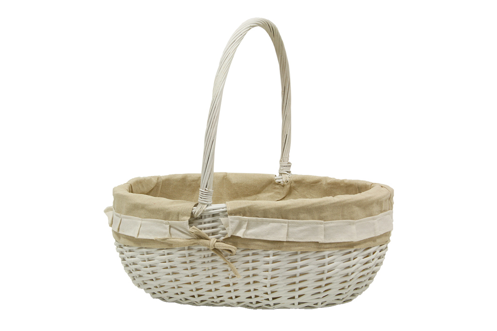 Cesta de mimbre white flowers