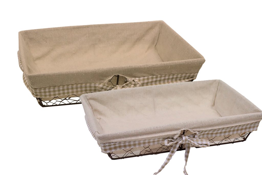 Bandeja metalica rectangular con tela s/2