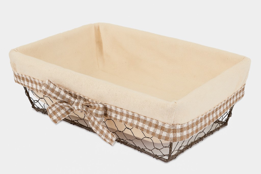 Bandeja metalica rectangular con tela