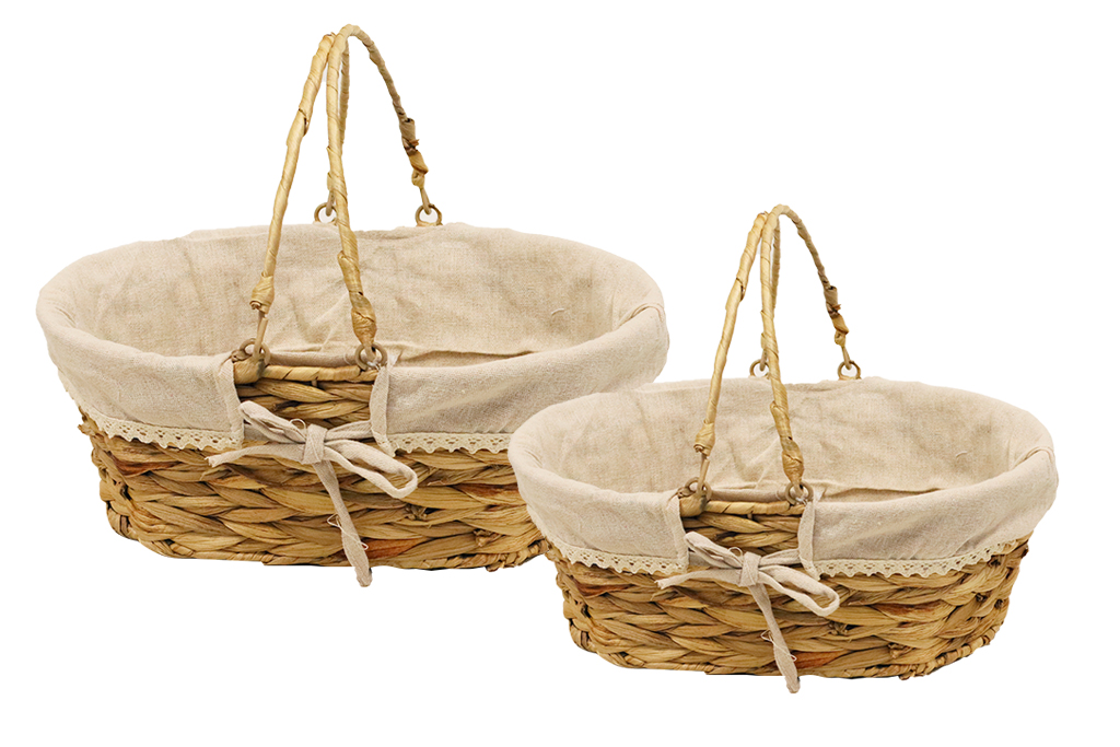 Wicker basket with fabric s/2