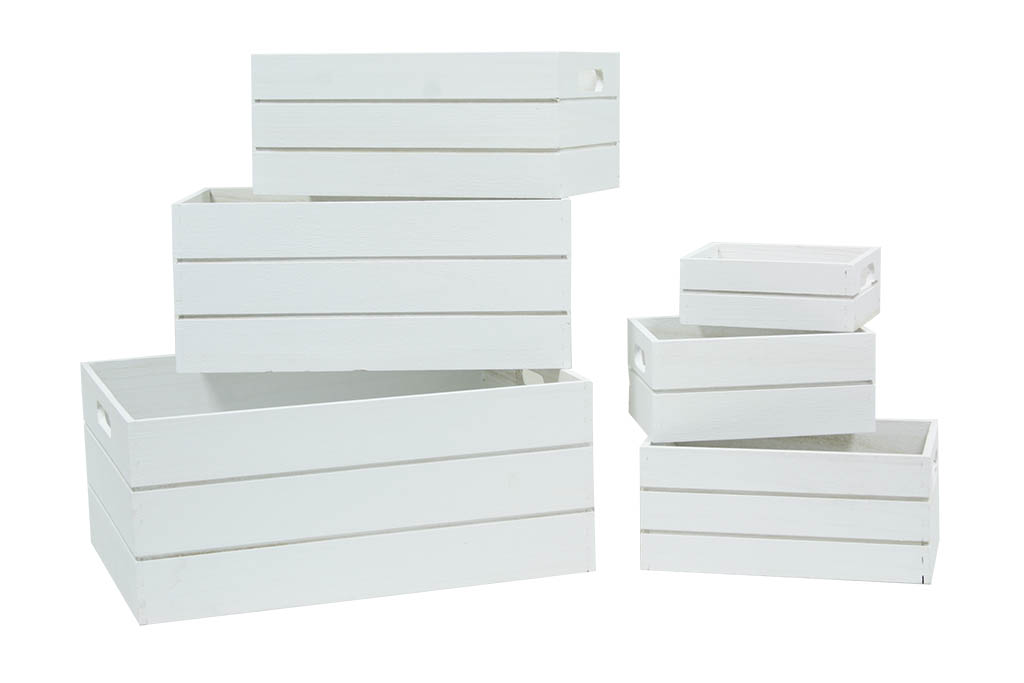Set de cajas de madera blanca