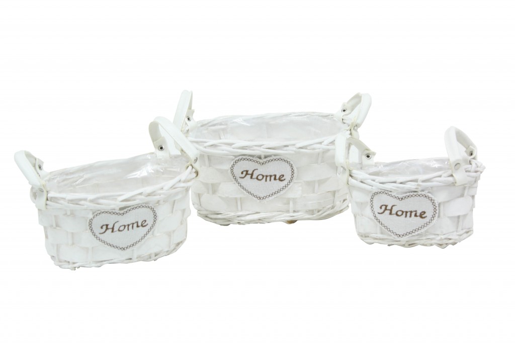 Round heart basket home s/3