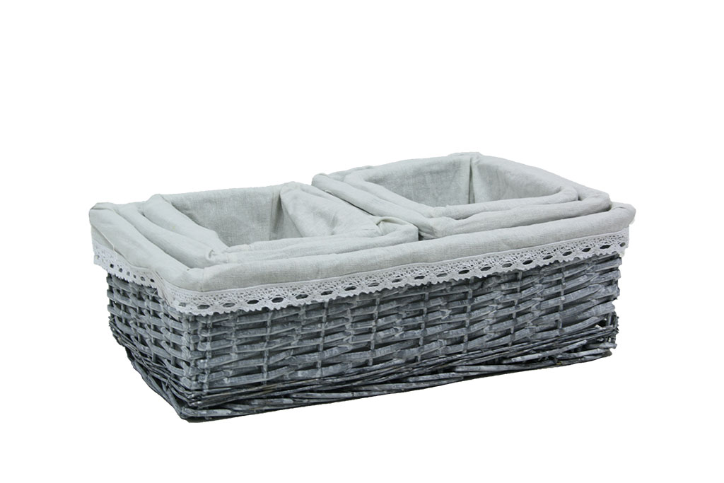 Cajoneras mimbre gris c/ tela gris s/5