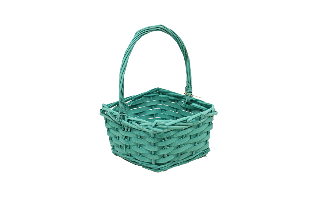 Cesta mimbre cuadrada verde