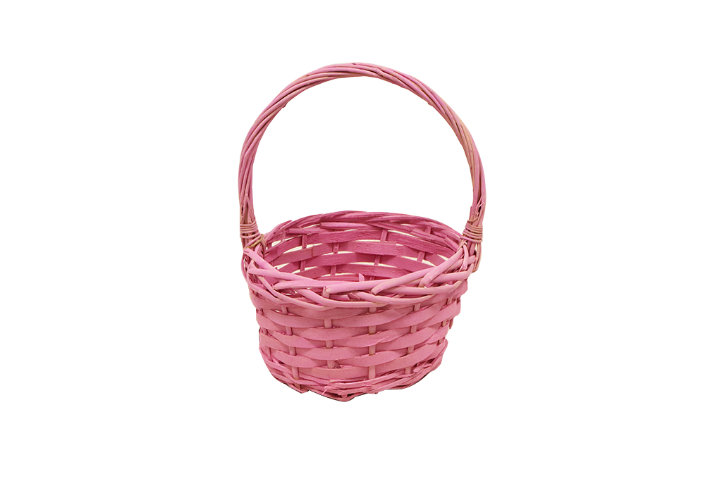 Cesta mimbre rosa redonda