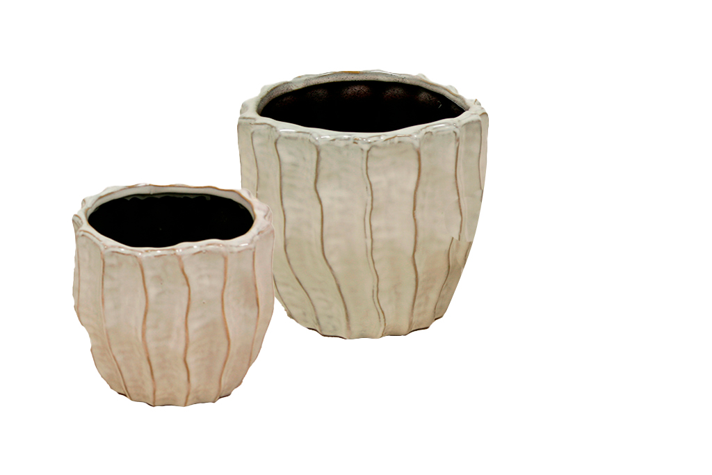 Maceteros ceramica beige s/3