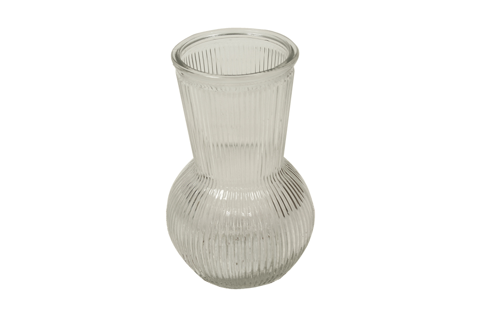 Jarron de cristal transparente base redonda rayas