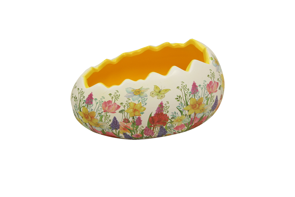 Taza con forma de huevo estampado floral