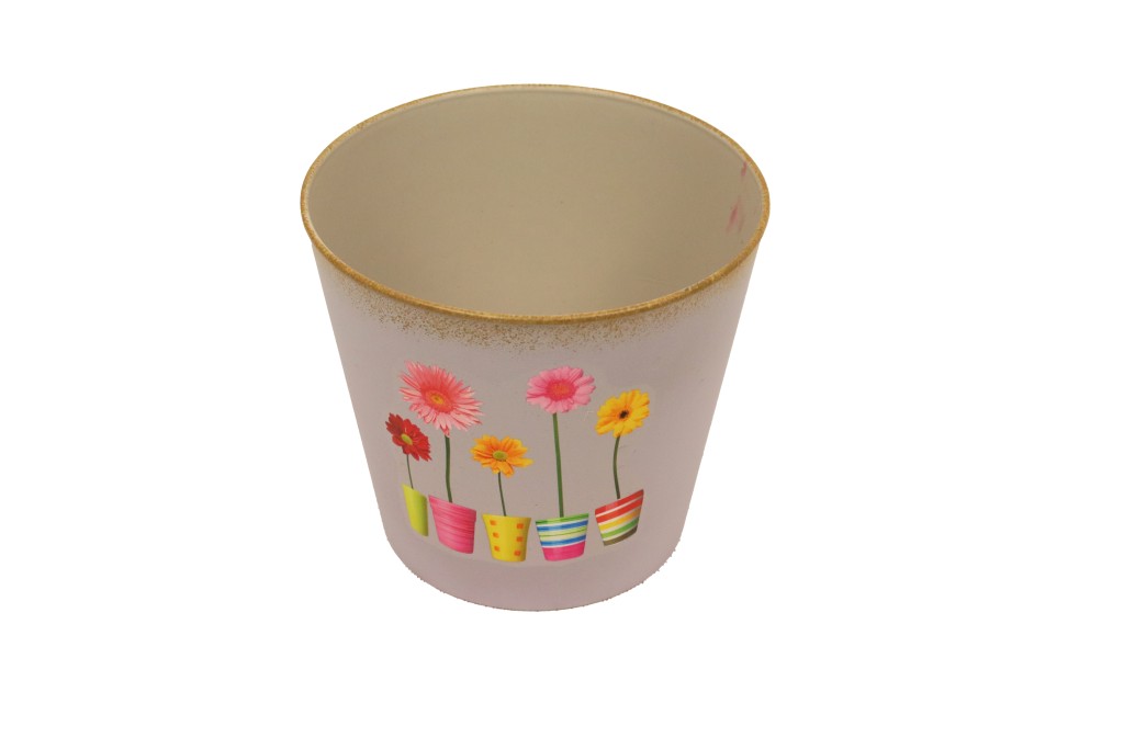 Macetero azul flores