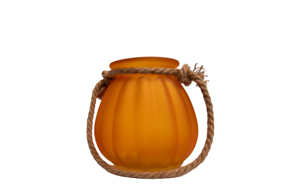 Jarron naranja con asa cuerda