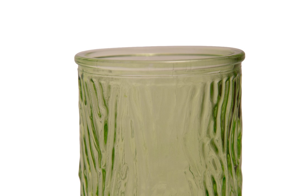 Jarrón verde con relieve