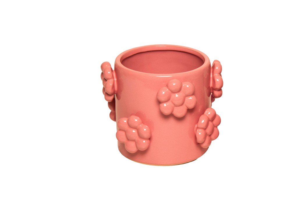 Macetero cerámica relieve floral