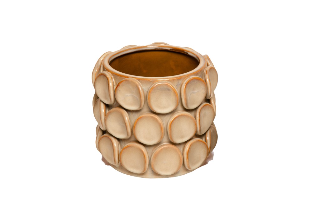 Macetero cerámica relieve circular