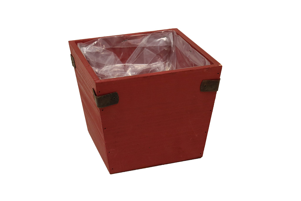 Macetero de madera rojo