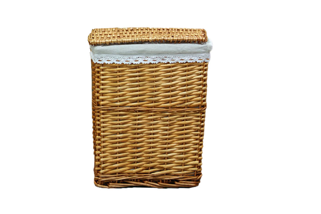 Simple Dark Brown Wicker Laundry Hamper