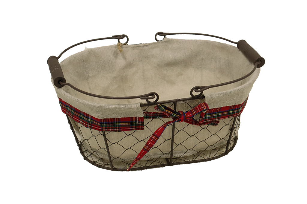 Cesta metalica ovalada con tela