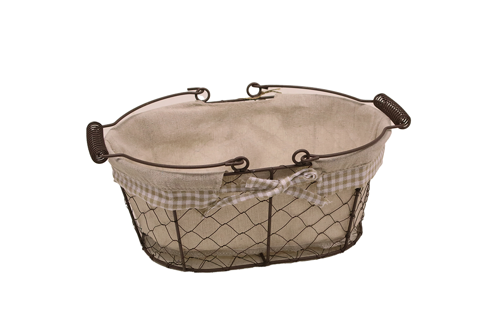 Cesta metalica ovalada con tela