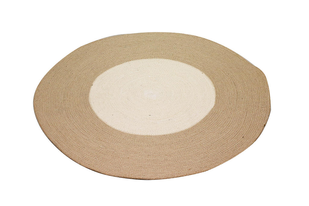 Alfombra jute natural y blanca