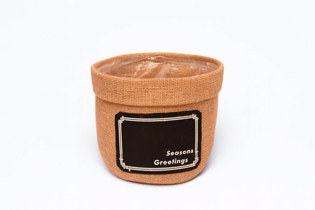 Macetero jute natural estampado negro