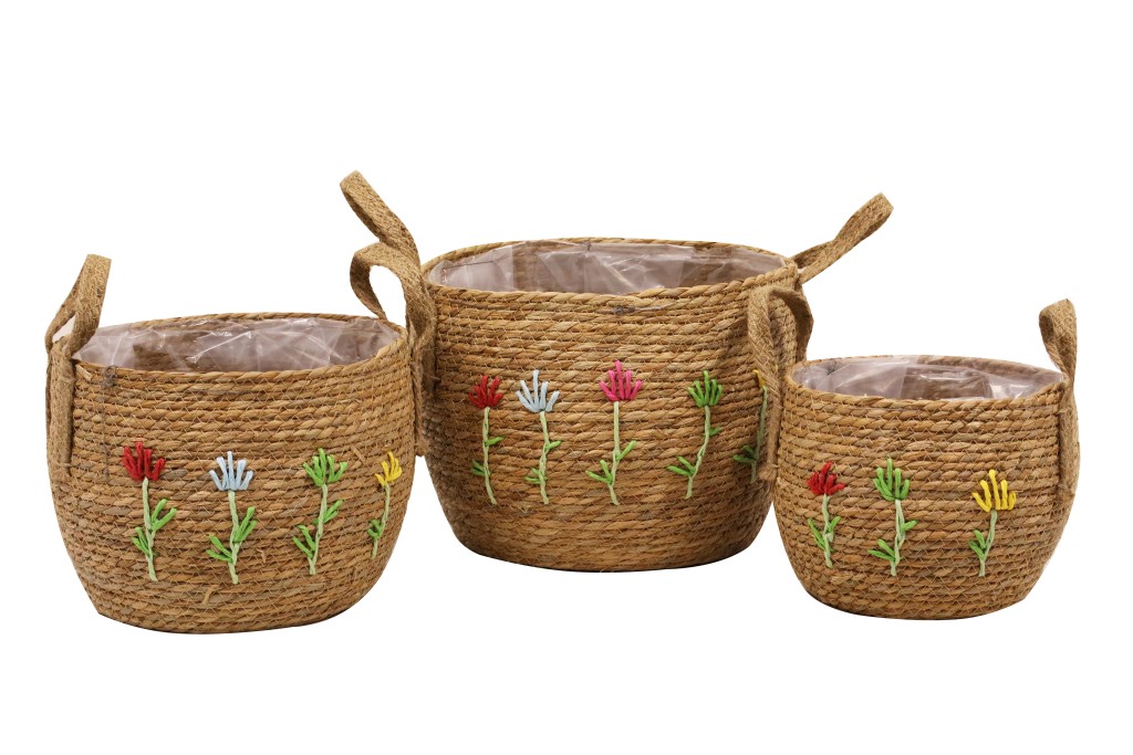 Macetero seagrass con flores