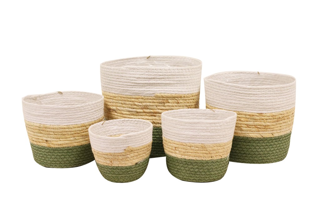 Macetero blanco y verde s/5