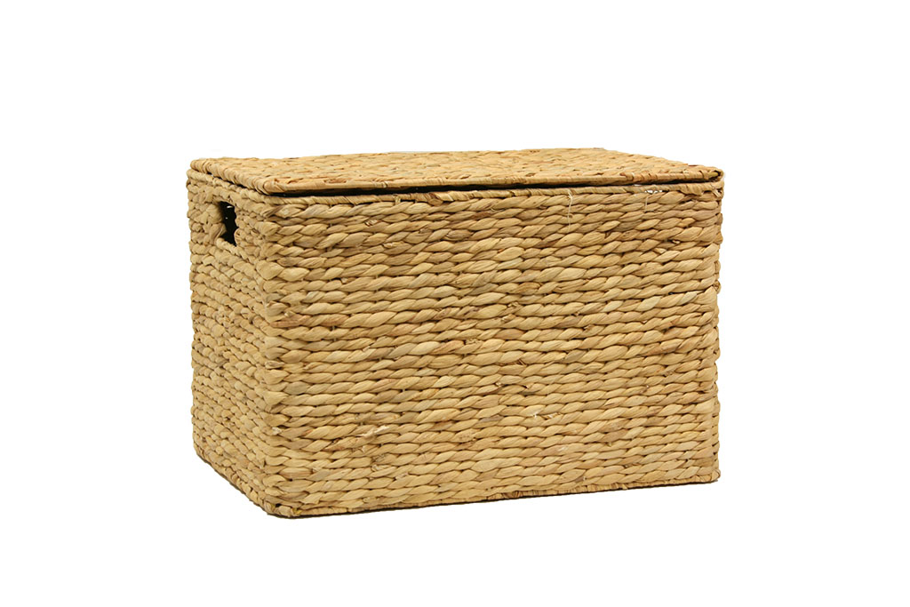 Cesto con asas de agua de jacinto natural