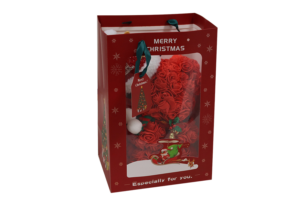 Oso rojo deco navideño flores