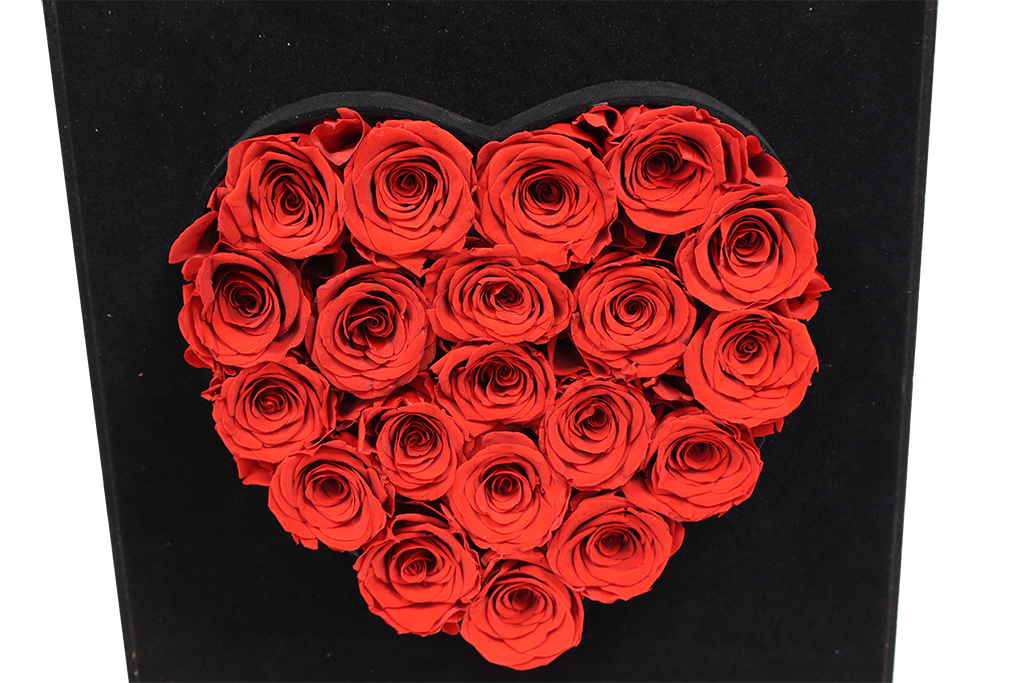 Corazon rosas rojas preservadas