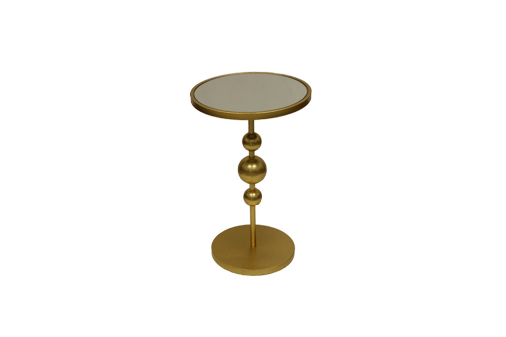 Mesa auxiliar dorada con espejo