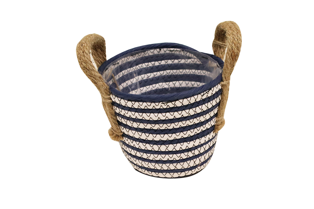 Cesto seagrass azul y blanco