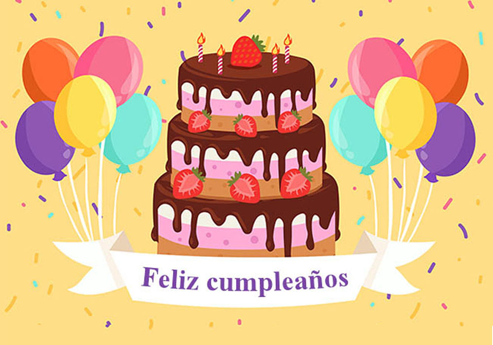 Tarjeta feliz cumpleaños - tarta fresas | Buar Artesanos