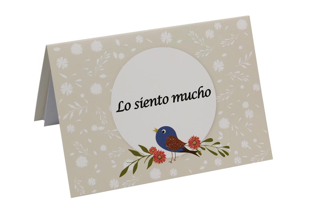 Tarjeta perdón - pajarito