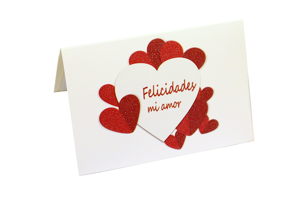 Tarjeta felicidades mi amor corazones