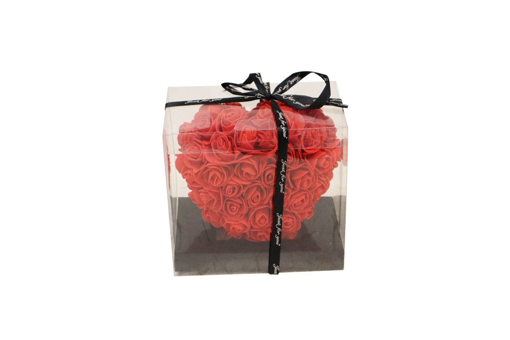 Caja corazón de rosas roja