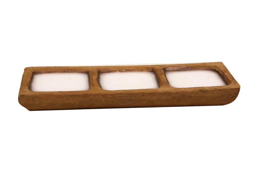 Candelabro madera 3 velas