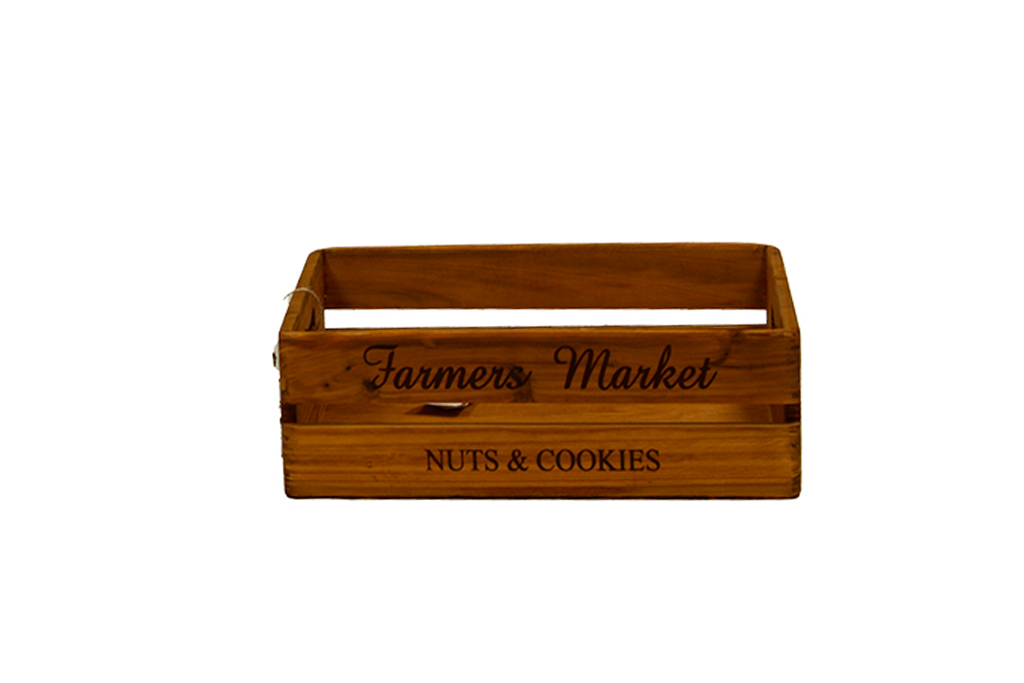 Caja de madera con asa farmers market